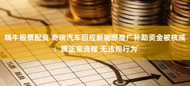 嗨牛股票配资 奇瑞汽车回应新能源推广补助资金被核减：属正常流程 无违规行为