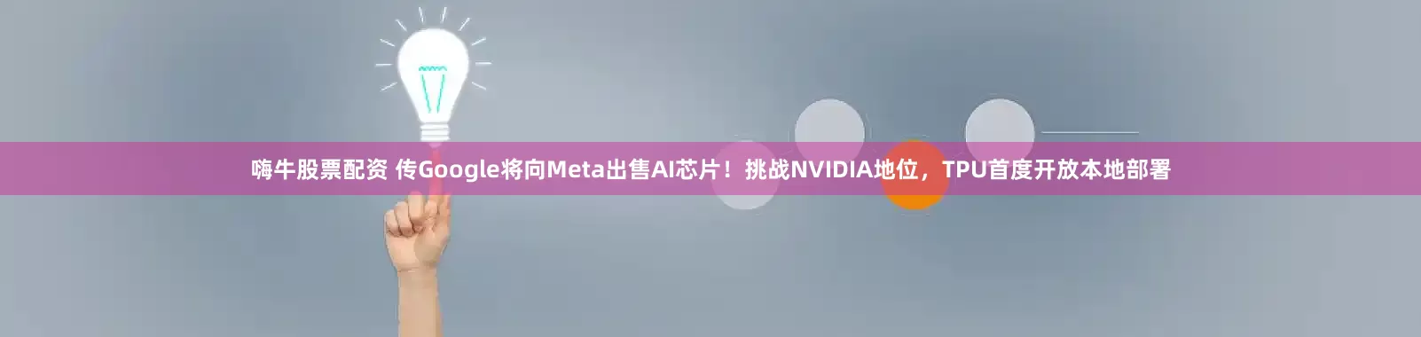 嗨牛股票配资 传Google将向Meta出售AI芯片!挑战NVIDIA地位,TPU首度开放本地部署